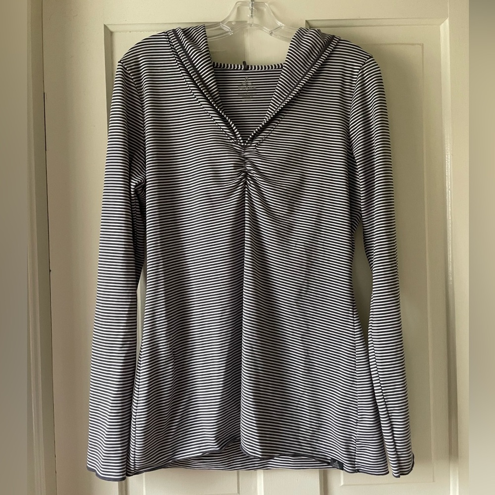 Prana Black and White Striped Hoodie